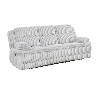Rexy Manual Double Recliner Sofa, Textured Light Gray Corduroy 95 Inch