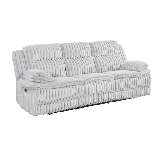 Rexy Manual Double Recliner Sofa, Textured Light Gray Corduroy 95 Inch