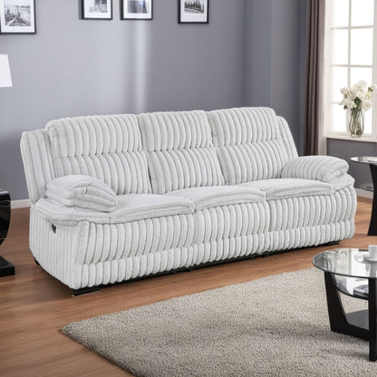 Rexy Manual Double Recliner Sofa, Textured Light Gray Corduroy 95 Inch