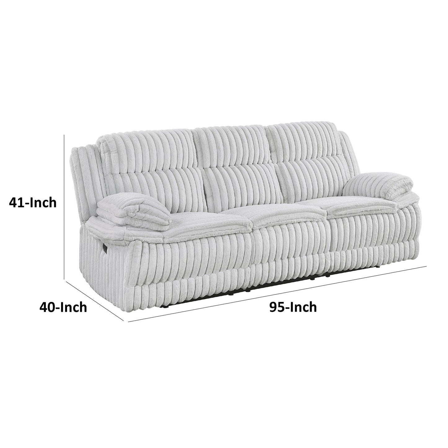 Rexy Manual Double Recliner Sofa, Textured Light Gray Corduroy 95 Inch
