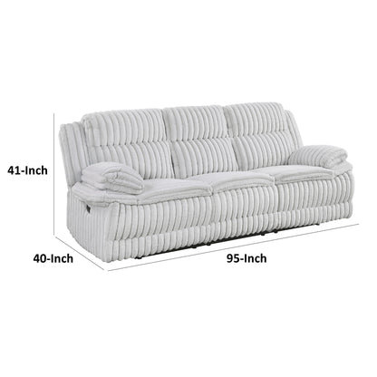 Rexy Manual Double Recliner Sofa, Textured Light Gray Corduroy 95 Inch