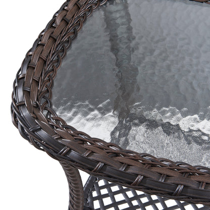 Pocassy Patio Wicker Coffee Table, Outdoor Rattan Side Table - 20X20