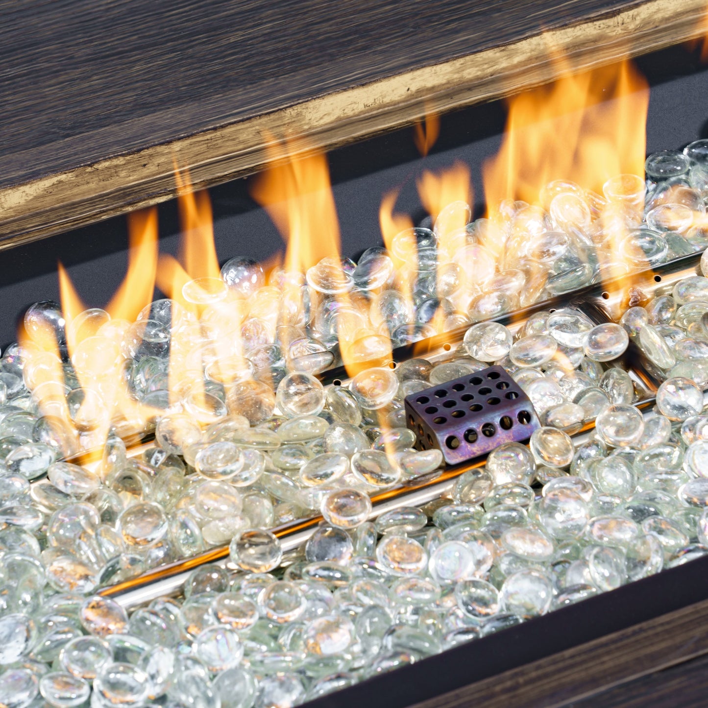 Rio Vista Sandstone Outdoor Wicker Seating Set with Fire Pit Table (5-Piece)