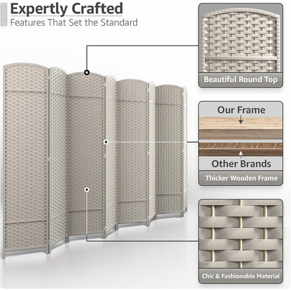 Room Divider Folding Privacy Screen Tall Partition Foldable Wall 8 Panel - 96” L x 19.50” W x 69” H