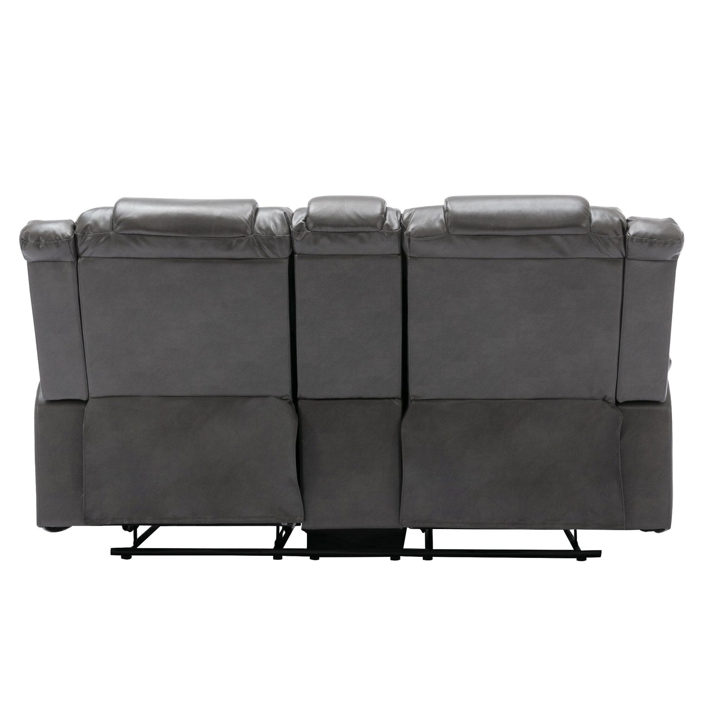 Roomfitters 2-Seater Manual Home Theater Recliner Chair with Storage Box and Cup Holders, Grey