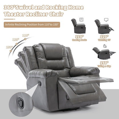 Roomfitters 2-Seater Manual Home Theater Recliner Chair with Storage Box and Cup Holders, Grey