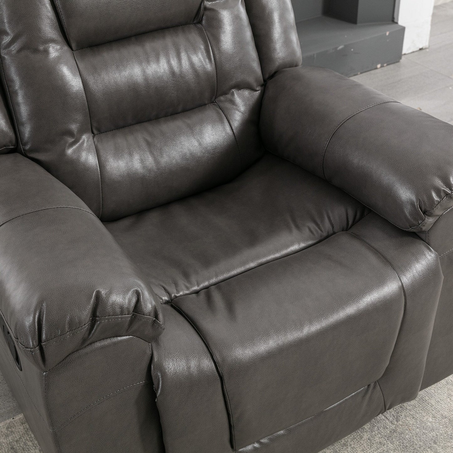 Roomfitters 2-Seater Manual Home Theater Recliner Chair with Storage Box and Cup Holders, Grey