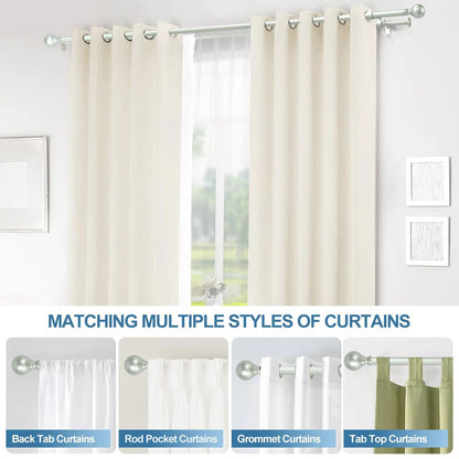 Round Ball Designer Double Drapery Adjustable Curtain Rod & Hardware