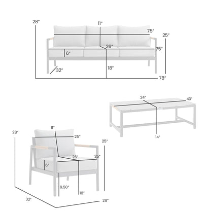 Royal 4-Piece Patio All Weather Deep Seating Outdoor Conversation Set with Gray Cushions