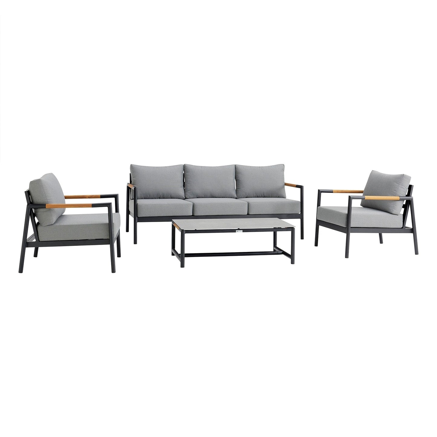 Royal 4-Piece Patio All Weather Deep Seating Outdoor Conversation Set with Gray Cushions