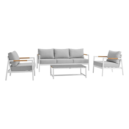 Royal 4-Piece Patio All Weather Deep Seating Outdoor Conversation Set with Gray Cushions