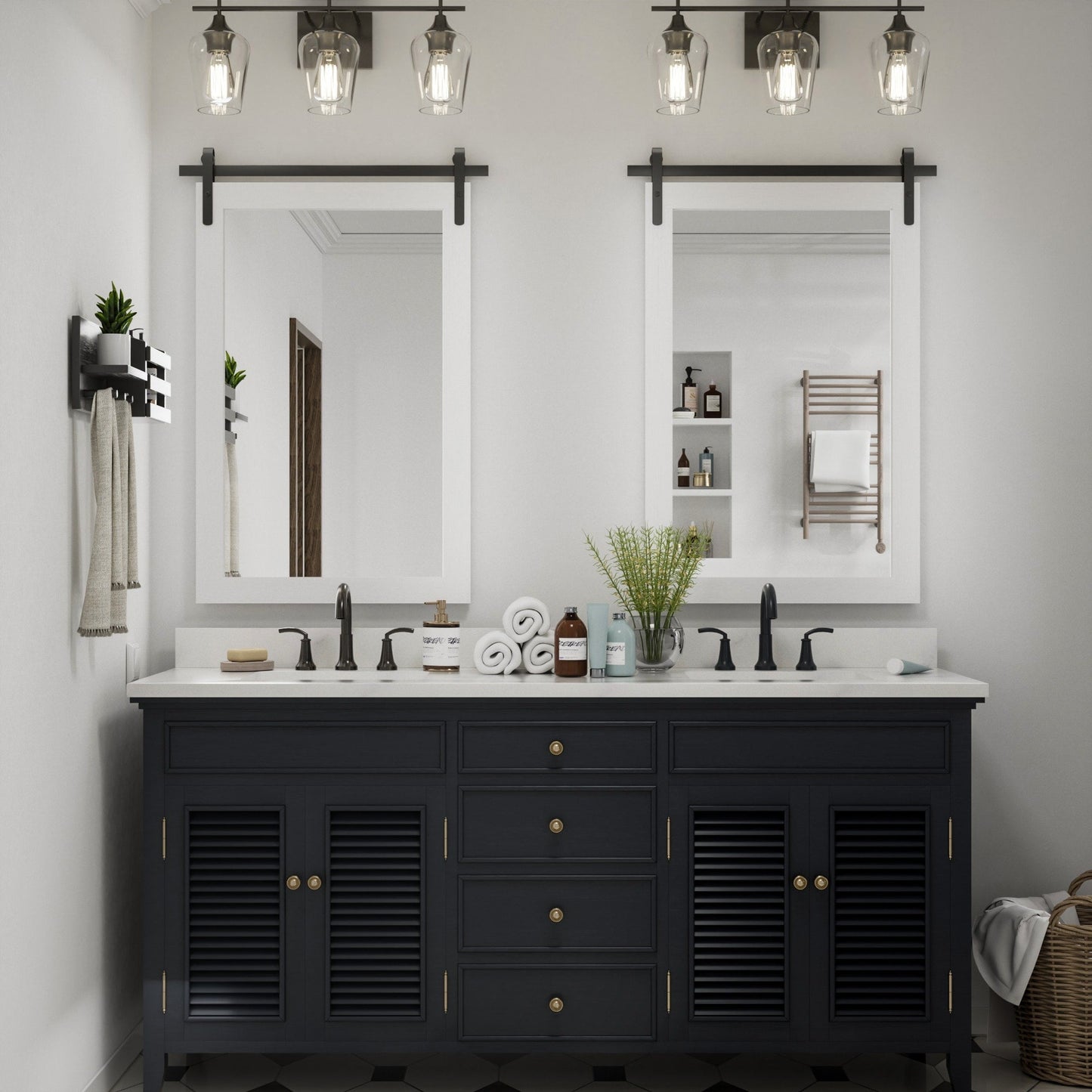 Rural Style Wall Mirrors Farmhouse Bathroom Mirrors Barn Mirror Vanity Mirror with Wood Framed(1 Piece)