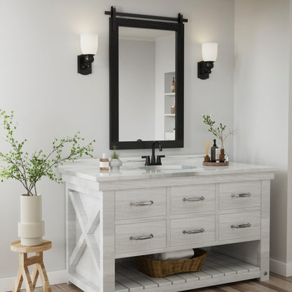 Rural Style Wall Mirrors Farmhouse Bathroom Mirrors Barn Mirror Vanity Mirror with Wood Framed(1 Piece)