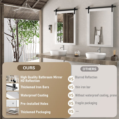 Rural Style Wall Mirrors Farmhouse Bathroom Mirrors Barn Mirror Vanity Mirror with Wood Framed(1 Piece)