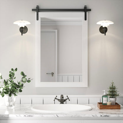 Rural Style Wall Mirrors Farmhouse Bathroom Mirrors Barn Mirror Vanity Mirror with Wood Framed(1 Piece)