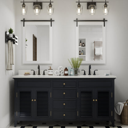 Rural Style Wall Mirrors Farmhouse Bathroom Mirrors Barn Mirror Vanity Mirror with Wood Framed(1 Piece)