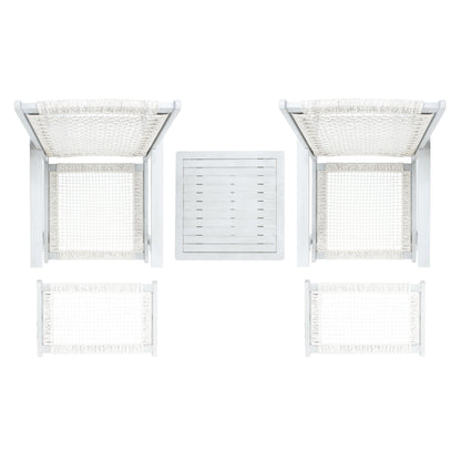 SAFAVIEH Chantelle Outdoor Living Solid Wood Chaise Lounge Chair and Stool Set of 2 (Includes End Table) - 26W x 35D x 33H