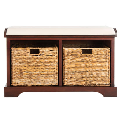 SAFAVIEH Euphemia Brown Woven Storage Basket Bench - 33.5 x 16.1 x 19.9 - 34Wx16Dx20H