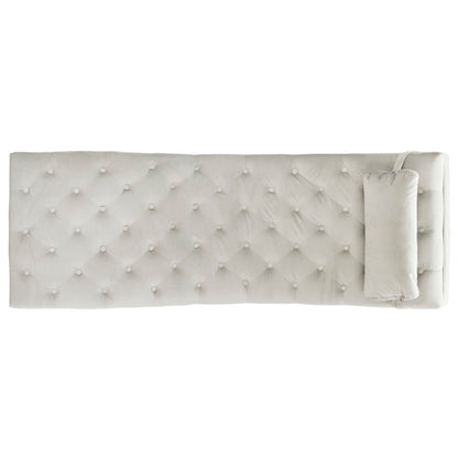 SAFAVIEH Monroe Grey/ Gold Chaise with Round Pillow - 65' x 23' x 33'