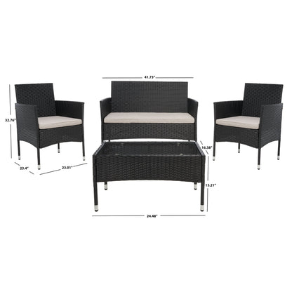 SAFAVIEH Outdoor Abdul 4-Piece Conversation Patio Set. - 42W x 23D x 33H