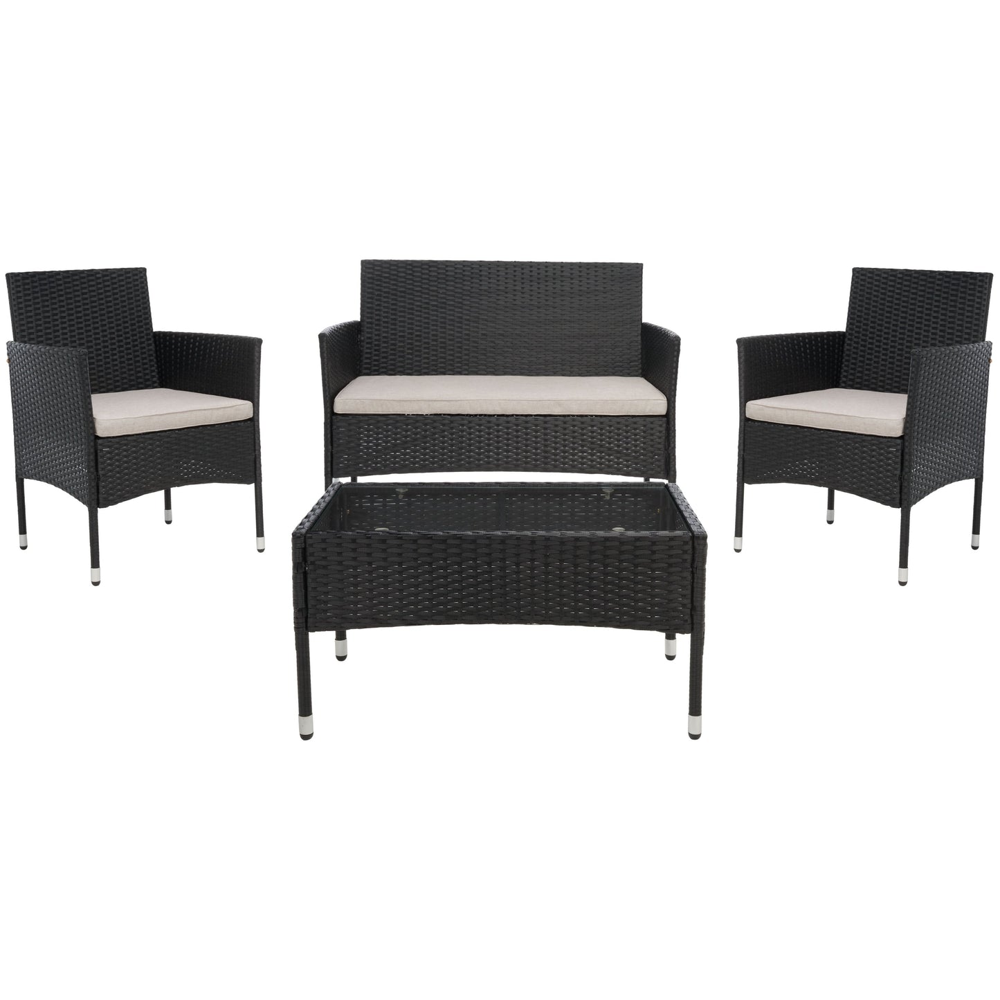 SAFAVIEH Outdoor Abdul 4-Piece Conversation Patio Set. - 42W x 23D x 33H