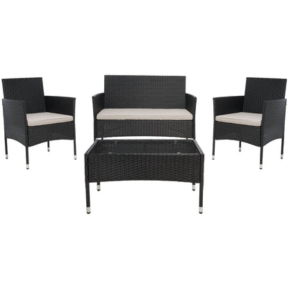SAFAVIEH Outdoor Abdul 4-Piece Conversation Patio Set. - 42W x 23D x 33H