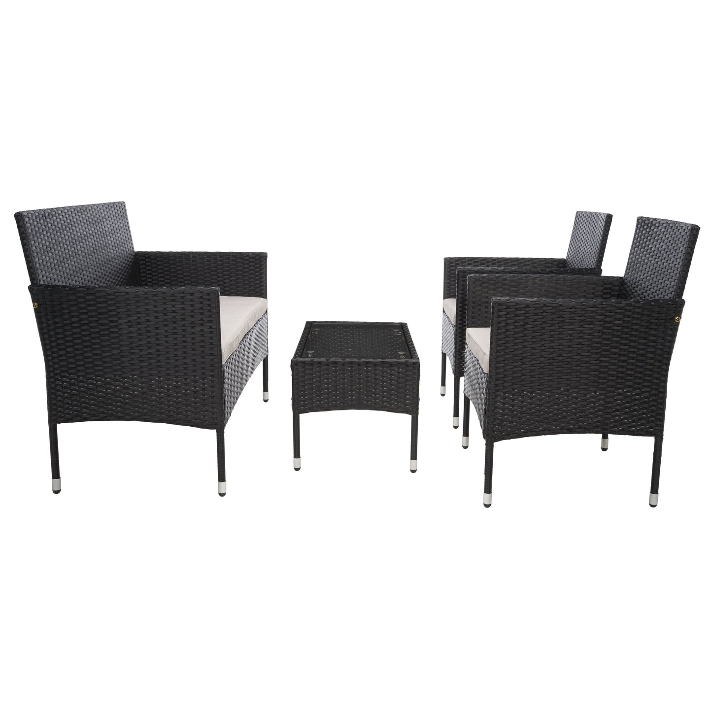 SAFAVIEH Outdoor Abdul 4-Piece Conversation Patio Set. - 42W x 23D x 33H