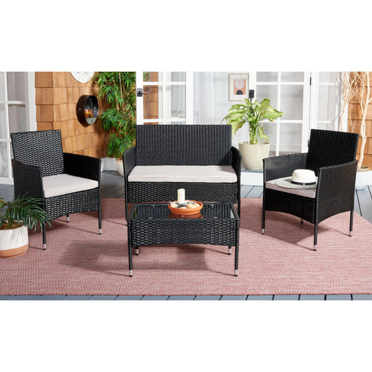 SAFAVIEH Outdoor Abdul 4-Piece Conversation Patio Set. - 42W x 23D x 33H
