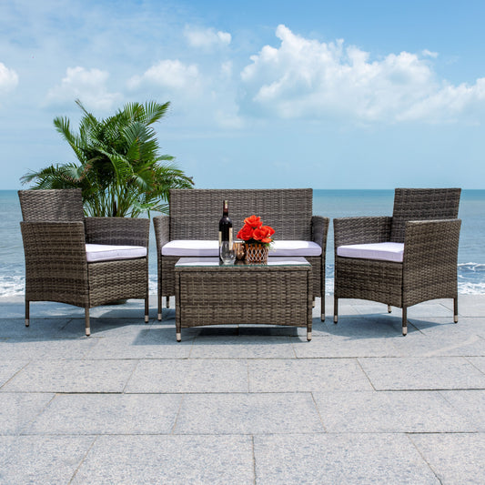 SAFAVIEH Outdoor Bandele 4-Piece Conversation Patio Set - 41W x 23D x 31H