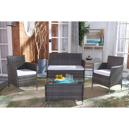 SAFAVIEH Outdoor Bandele 4-Piece Conversation Patio Set - 41W x 23D x 31H