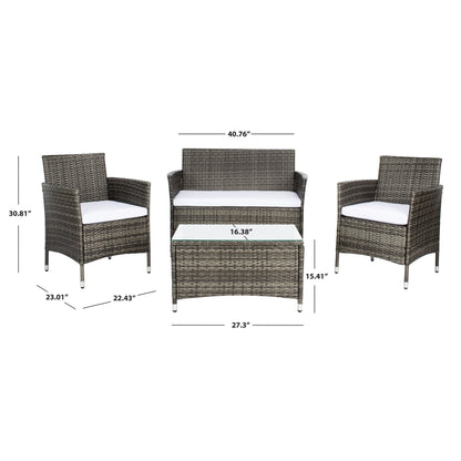 SAFAVIEH Outdoor Bandele 4-Piece Conversation Patio Set - 41W x 23D x 31H