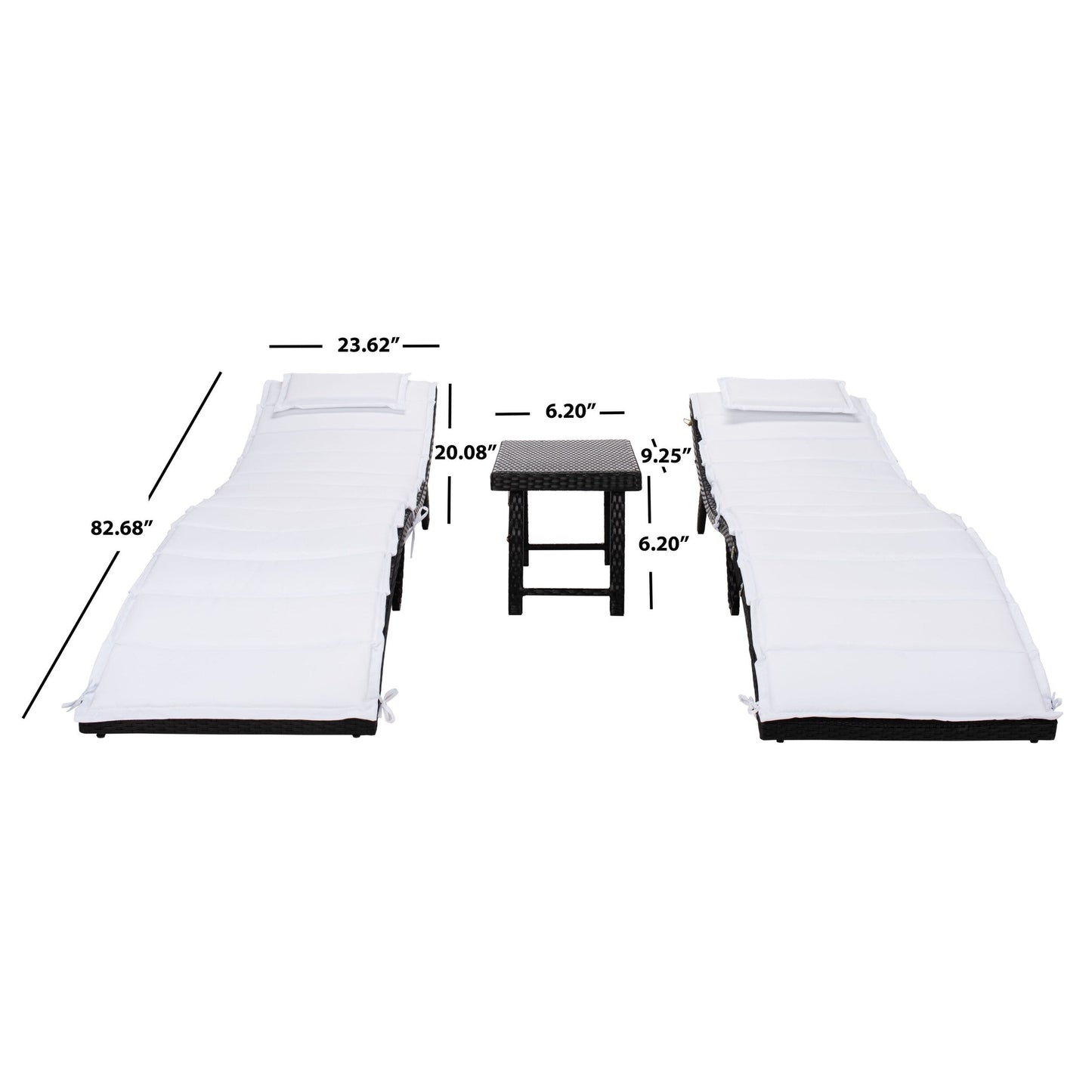 SAFAVIEH Outdoor Blaguna 3-Piece Sun Lounger Set - 83Wx20Dx24H