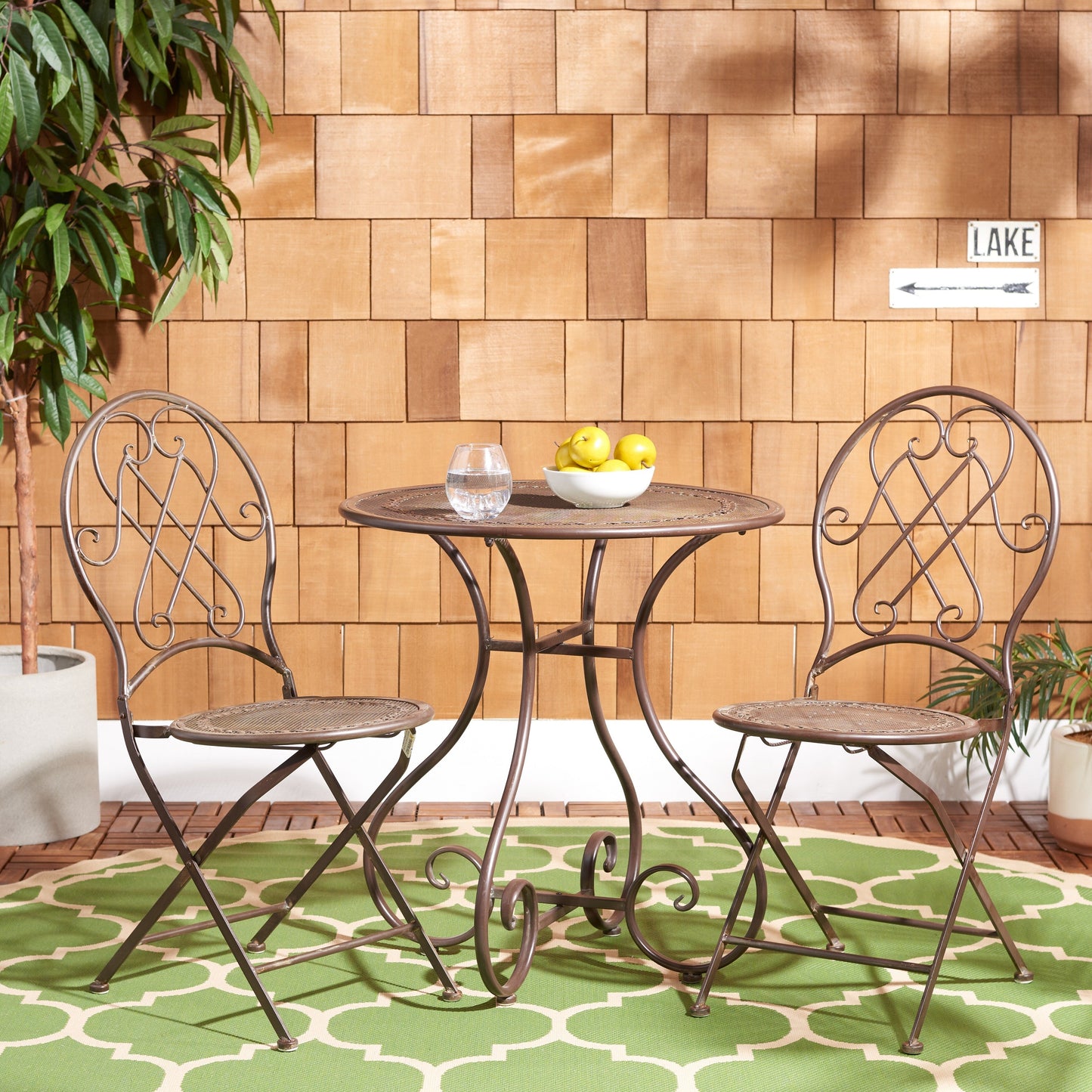 SAFAVIEH Outdoor Dariana 3-Piece Bistro Set - 28Wx28Dx30H