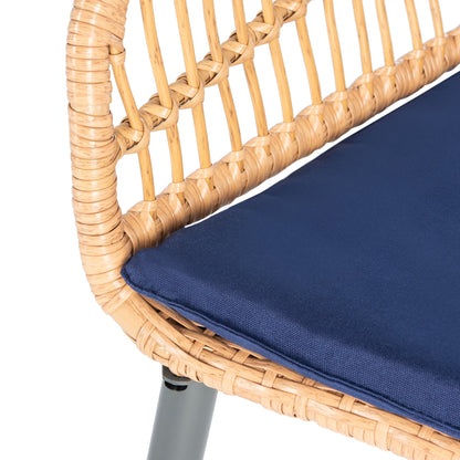 SAFAVIEH Outdoor Living Berlen 3-Piece Lounger Set - Natural/Navy - 22W x 24D x 34H