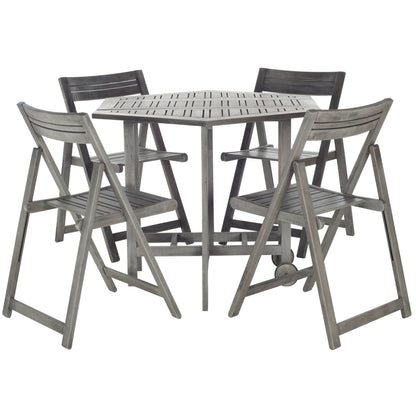 SAFAVIEH Outdoor Living Kerman Grey Wash Acacia Wood 5-piece Dining Set - 41W x 41D x 30H
