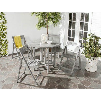 SAFAVIEH Outdoor Living Kerman Grey Wash Acacia Wood 5-piece Dining Set - 41W x 41D x 30H