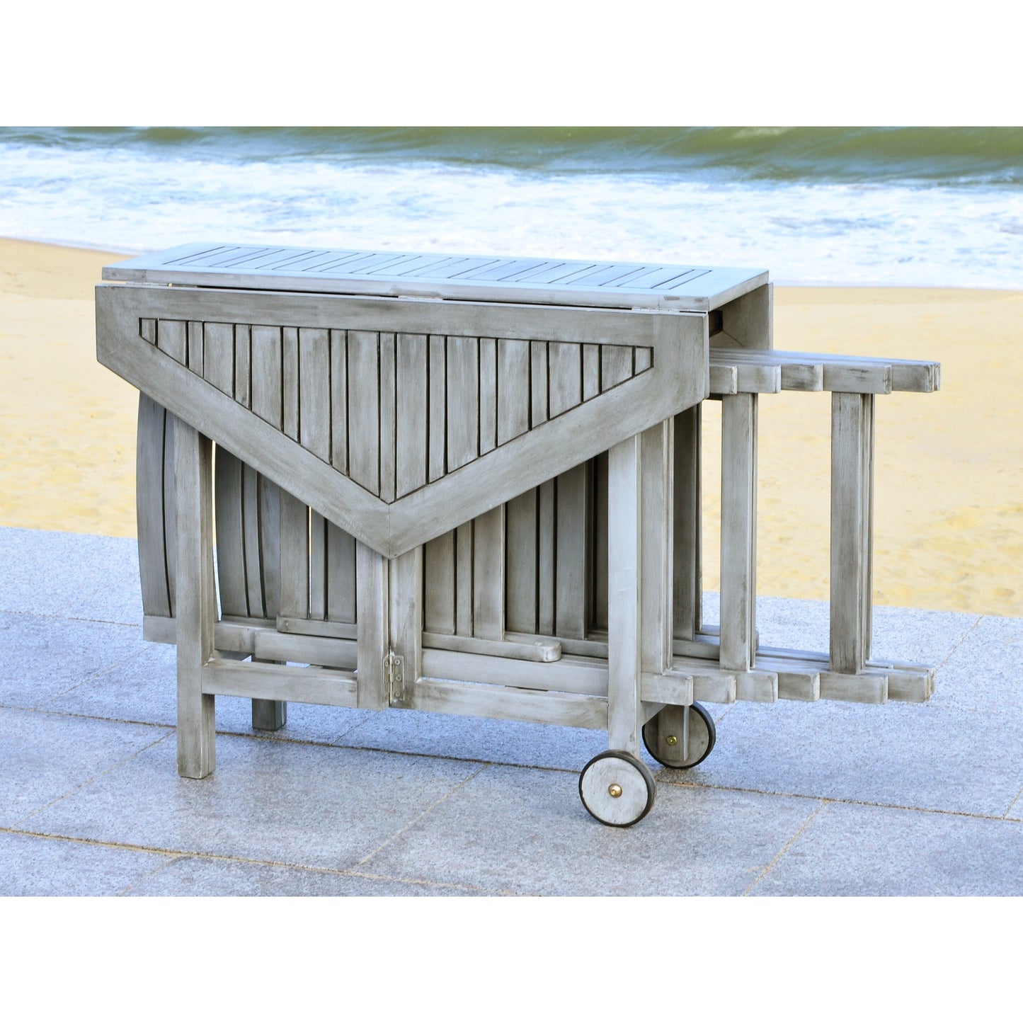 SAFAVIEH Outdoor Living Kerman Grey Wash Acacia Wood 5-piece Dining Set - 41W x 41D x 30H