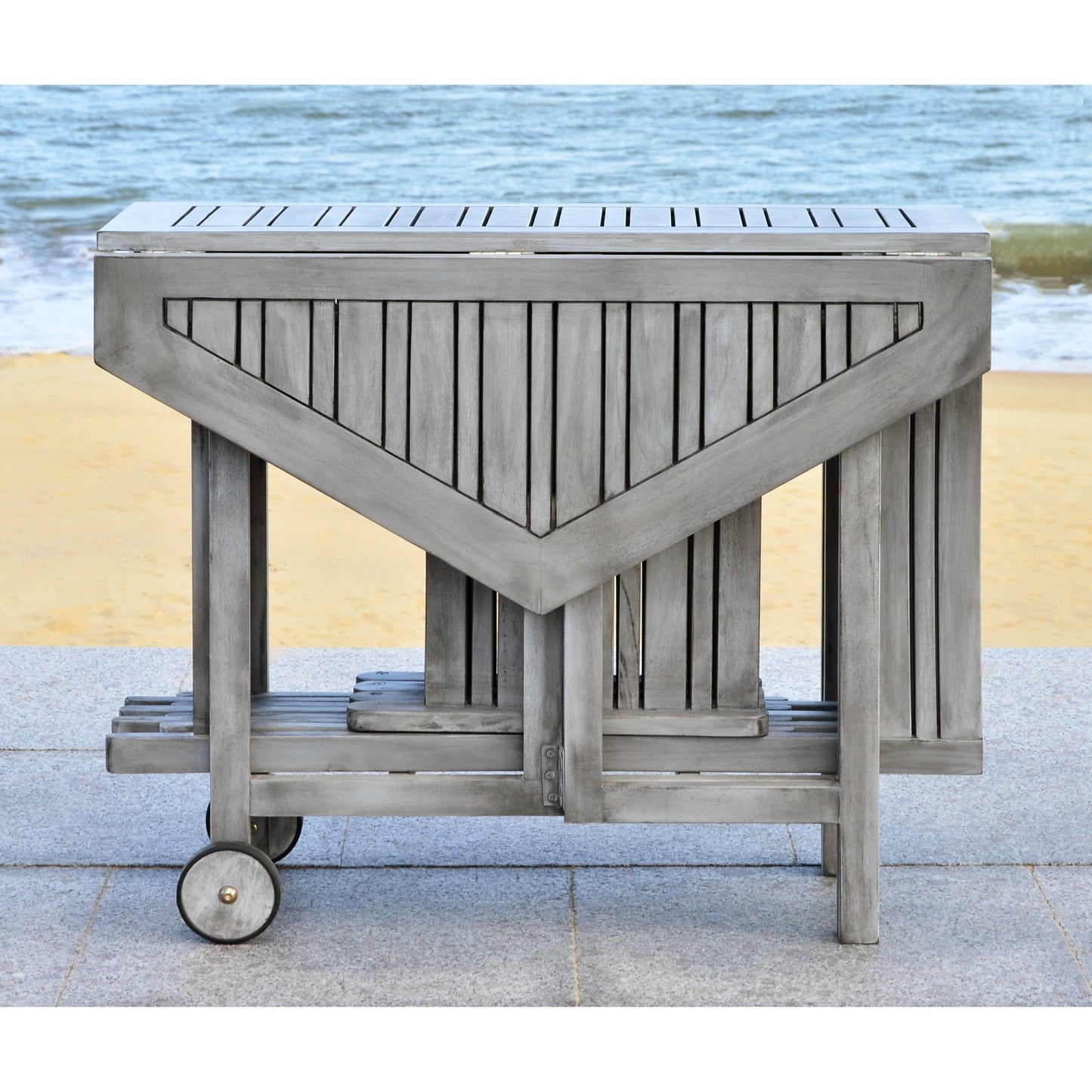 SAFAVIEH Outdoor Living Kerman Grey Wash Acacia Wood 5-piece Dining Set - 41W x 41D x 30H