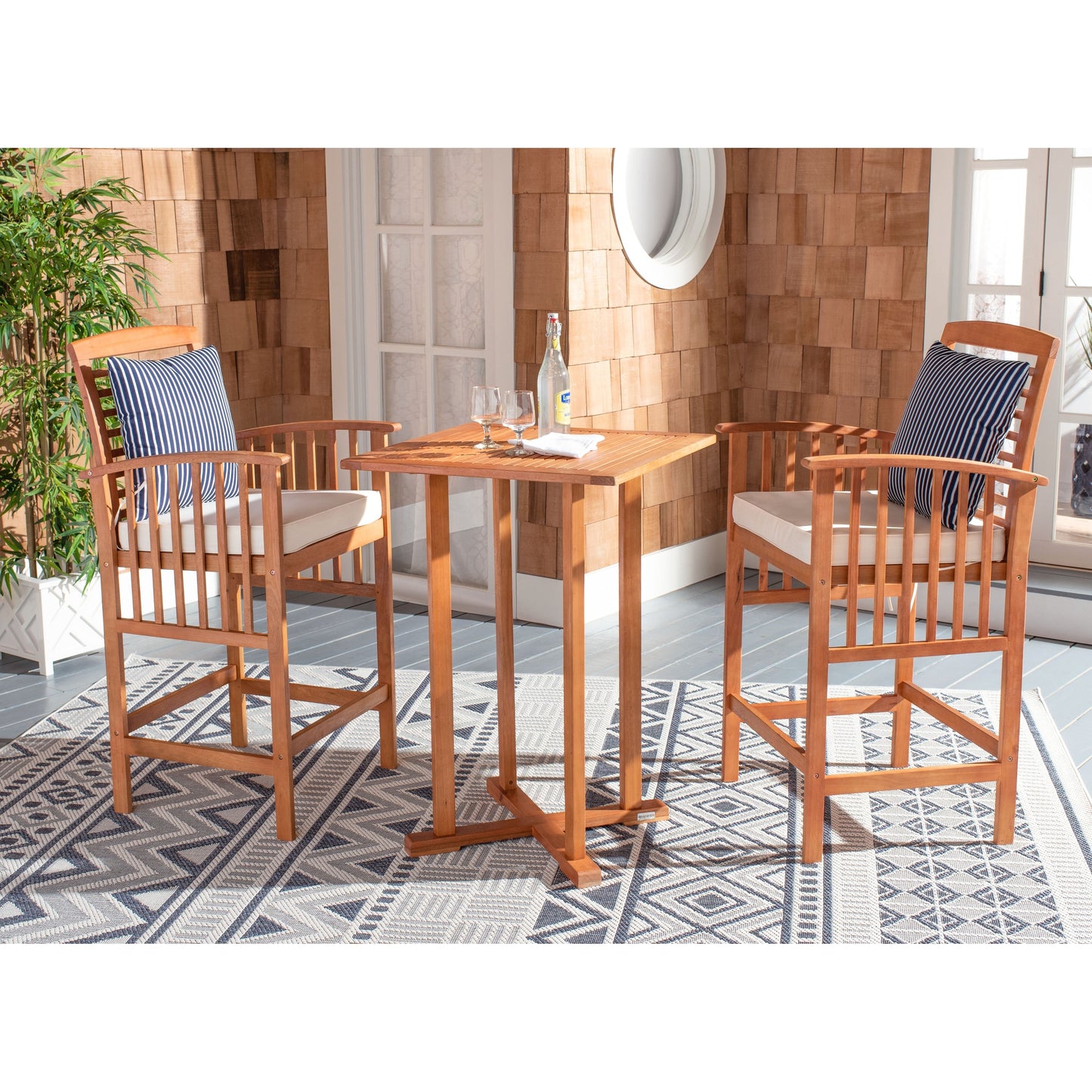 SAFAVIEH Outdoor Living Pate 3-piece Bar Bistro Set - 25W x 26D x 50H