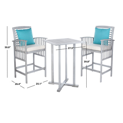 SAFAVIEH Outdoor Living Pate 3-piece Bar Bistro Set - 25W x 26D x 50H
