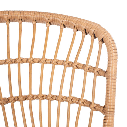 SAFAVIEH Outdoor Living Prenza Rattan 3-Piece Patio Lounger Set - Natural/Navy - 21W x 24D x 32H