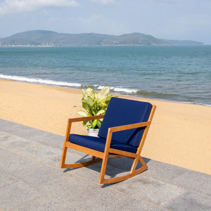 SAFAVIEH Outdoor Makaila Rocking Chair with Cushion - 26W x 31D x 38H