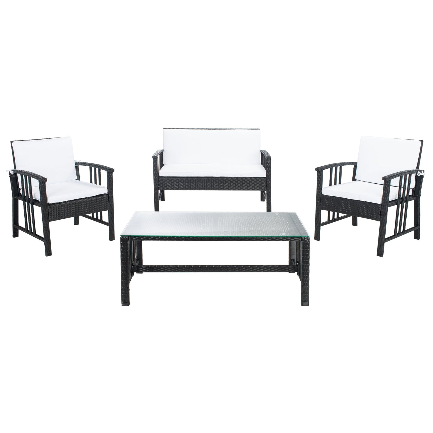SAFAVIEH Outdoor Reslor 4-Piece Wicker Living Set - 43W x 26D x 31H