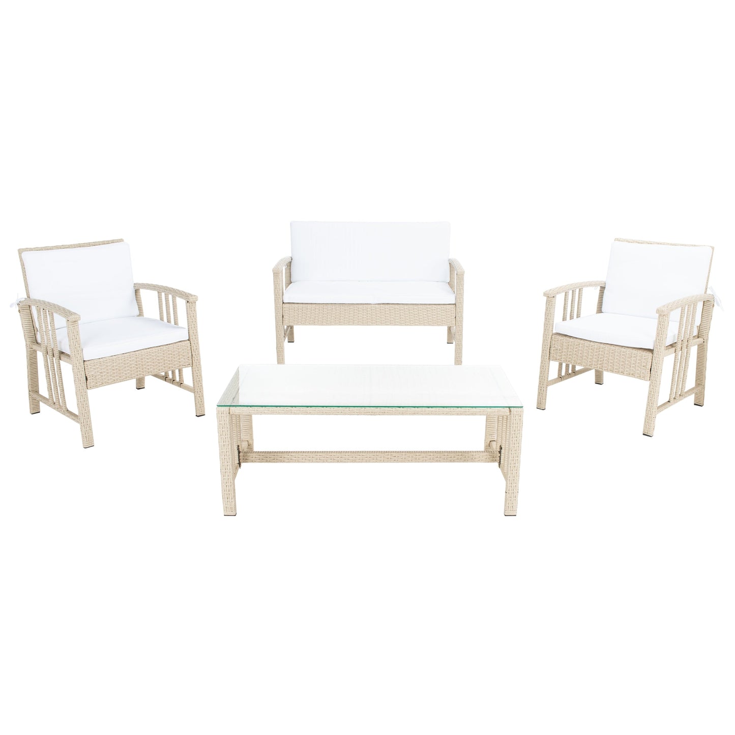 SAFAVIEH Outdoor Reslor 4-Piece Wicker Living Set - 43W x 26D x 31H