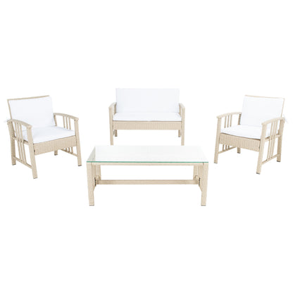SAFAVIEH Outdoor Reslor 4-Piece Wicker Living Set - 43W x 26D x 31H