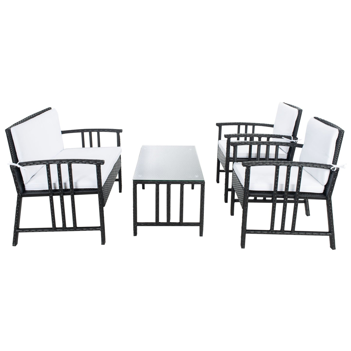 SAFAVIEH Outdoor Reslor 4-Piece Wicker Living Set - 43W x 26D x 31H