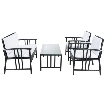 SAFAVIEH Outdoor Reslor 4-Piece Wicker Living Set - 43W x 26D x 31H