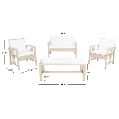 SAFAVIEH Outdoor Reslor 4-Piece Wicker Living Set - 43W x 26D x 31H