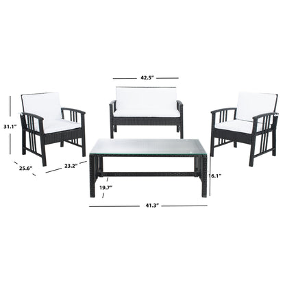 SAFAVIEH Outdoor Reslor 4-Piece Wicker Living Set - 43W x 26D x 31H
