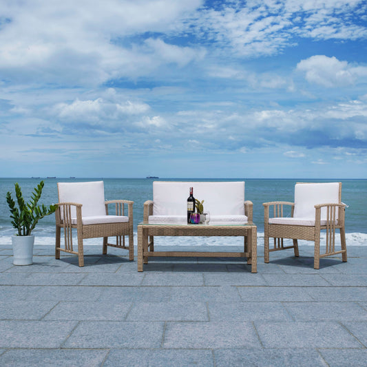 SAFAVIEH Outdoor Reslor 4-Piece Wicker Living Set - 43W x 26D x 31H